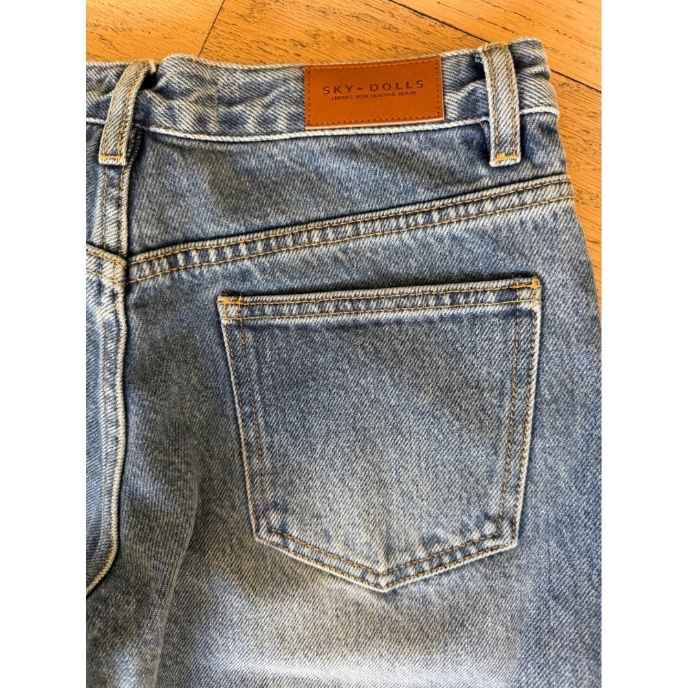 Sky Dolls Tall Women Baggy Straight Leg Jeans Medium Wash Blue 100% Cotton XS - Picture 10 of 12
